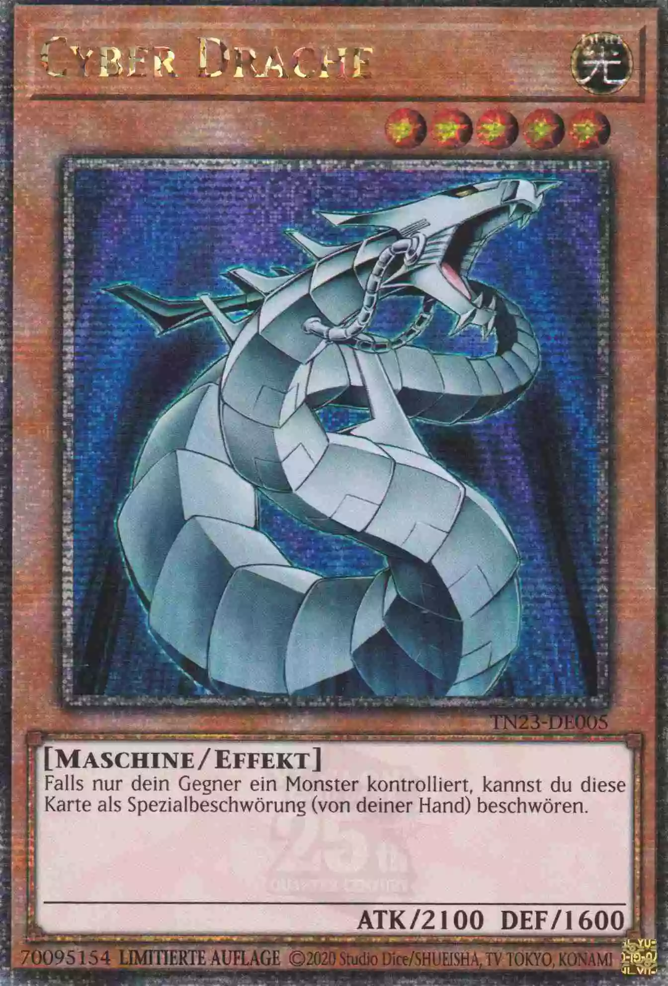 Cyber Drache TN23-DE005 ist in Quarter Century Secret Rare Yu-Gi-Oh Karte aus 25th Anniversary Tin Dueling Heroes 1.Auflage