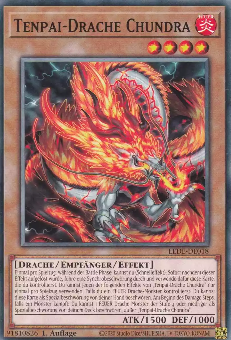 Tenpai-Drache Chundra LEDE-DE018 ist in Common Yu-Gi-Oh Karte aus Legacy Of Destruction 1.Auflage