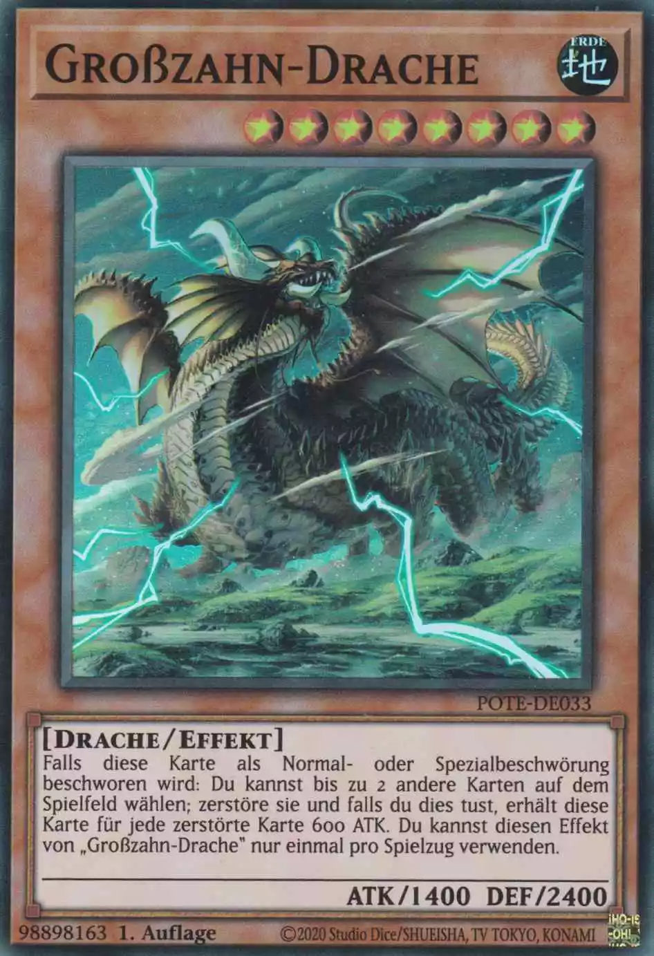 pote-de033-grosszahn-drache-super-rare-power-of-the-elements Großzahn-Drache POTE-DE033 ist in Super Rare Yu-Gi-Oh Karte aus Power of the Elements 1.Auflage