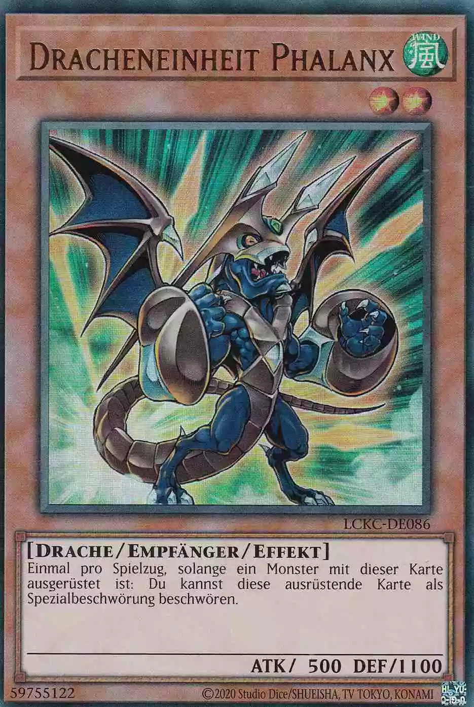Dracheneinheit Phalanx LCKC-DE086 ist in Ultra Rare Yu-Gi-Oh Karte aus Legendary Collection Kaiba unlimitiert