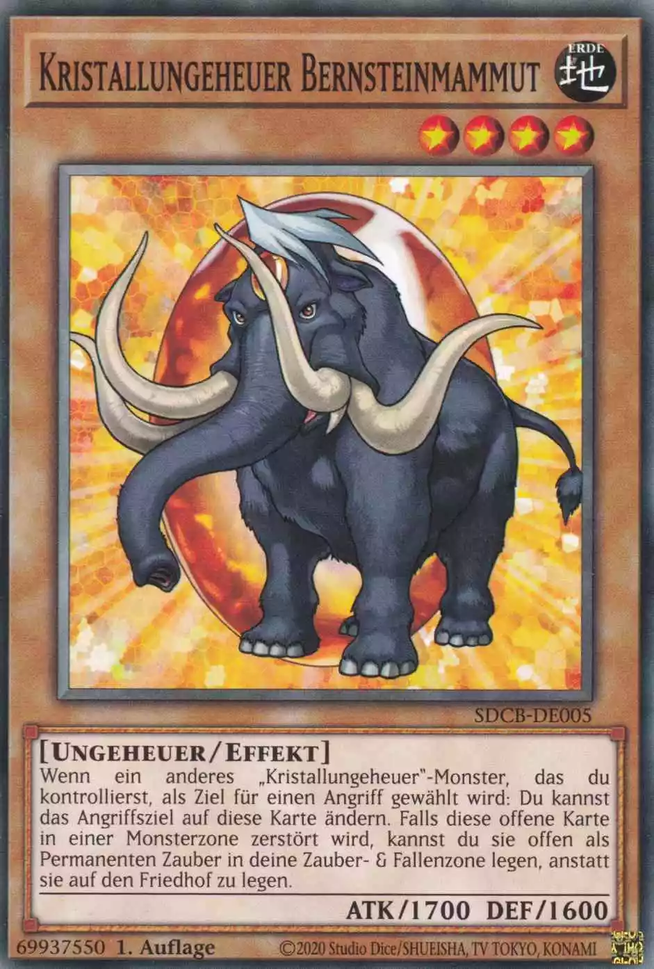 Kristallungeheuer Bernsteinmammut SDCB-DE005 ist in Common Yu-Gi-Oh Karte aus Structure Deck: Legend of the Crystal Beasts 1.Auflage