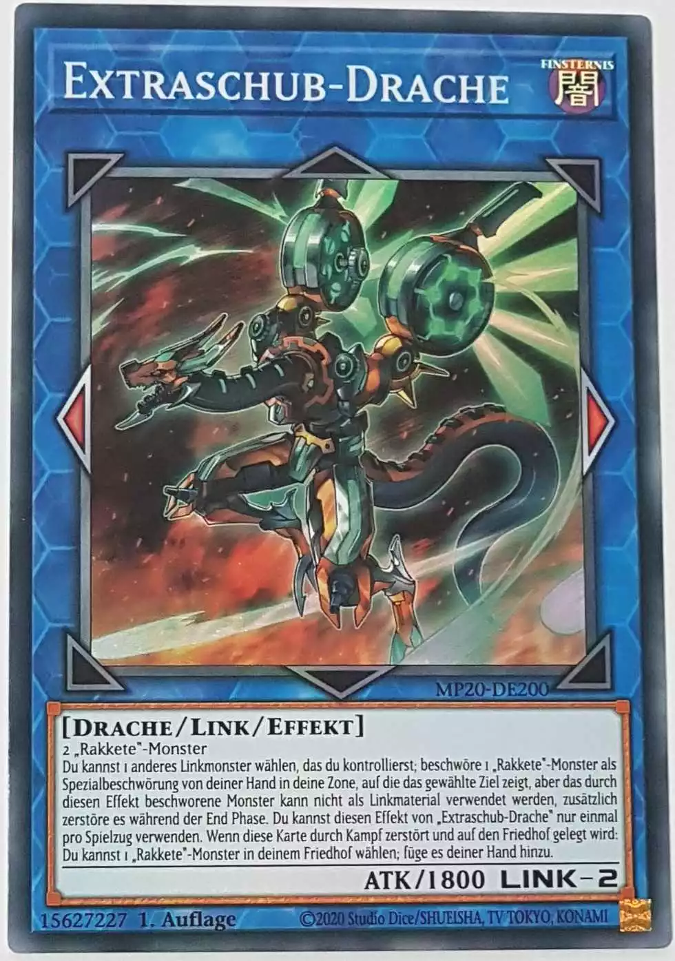 Extraschub-Drache MP20-DE200 ist in Super Rare Yu-Gi-Oh Karte aus 2020 Tin of Lost Memories 1.Auflage