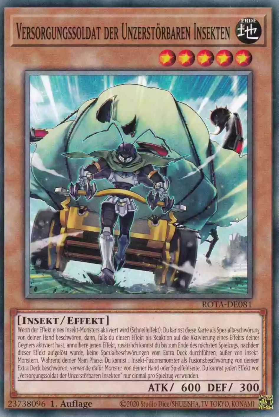 Versorgungssoldat der Unzerstörbaren Insekten ROTA-DE081 ist in Common Yu-Gi-Oh Karte aus Rage of the Abyss 1.Auflage