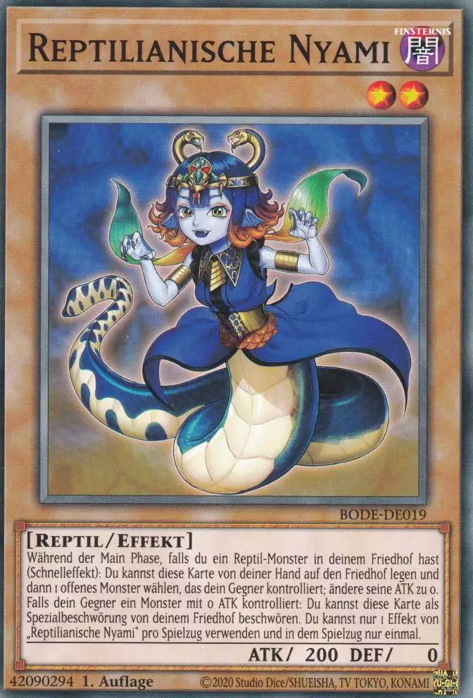 Reptilianische Nyami BODE-DE019 ist in Common Yu-Gi-Oh Karte aus Burst of Destiny 1.Auflage
