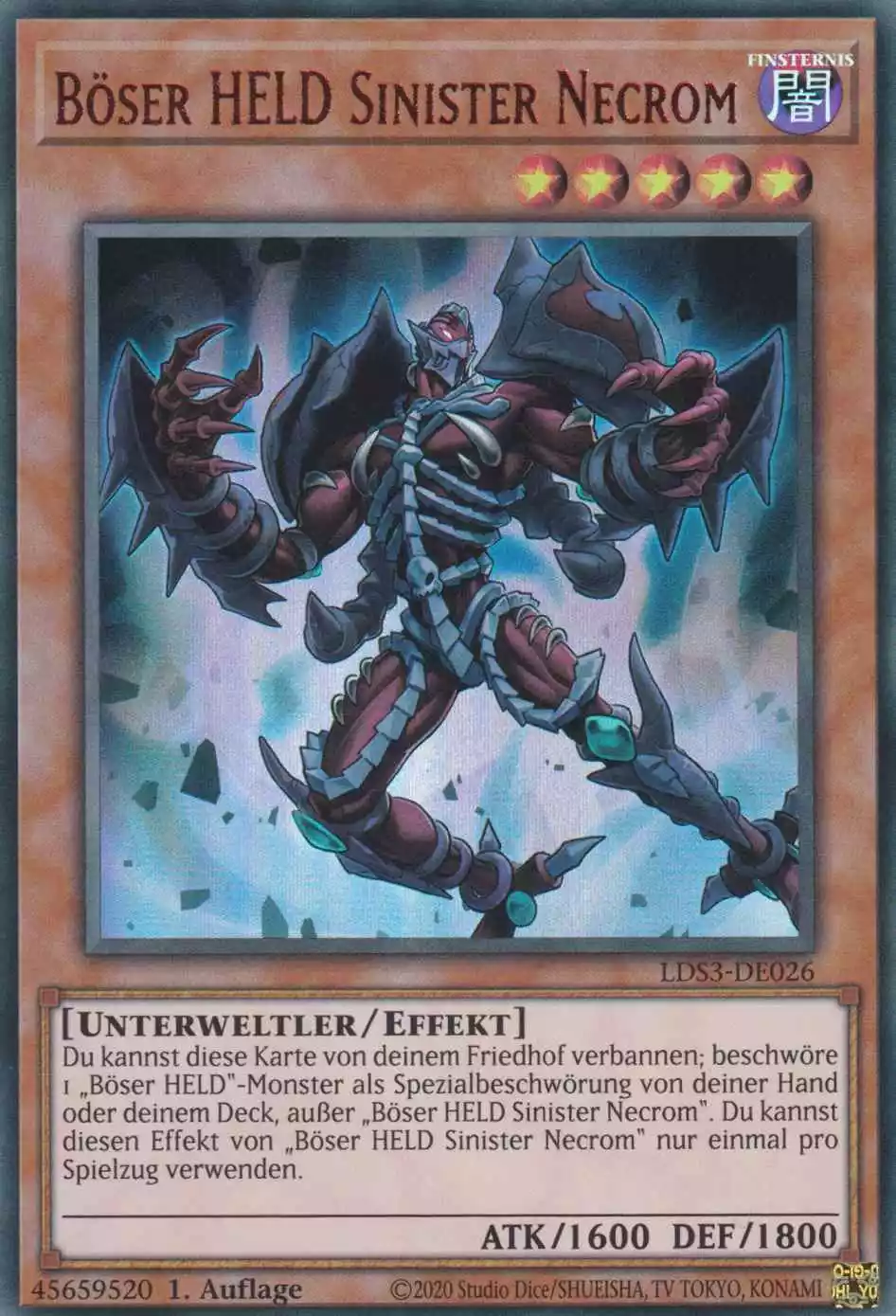 Böser HELD Sinister Necrom (rot) LDS3-DE026 ist in Colorful Ultra Rare Yu-Gi-Oh Karte aus Legendary Duelists Season 3 1.Auflage