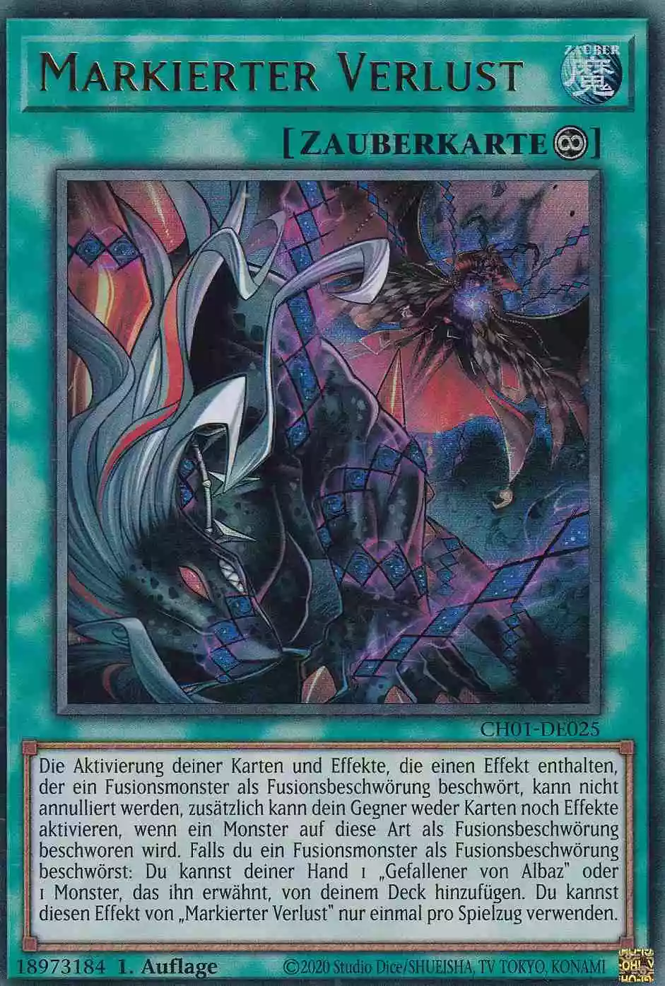 Markierter Verlust Ultra Rare CH01-DE025 Yugioh Karte Markierter Verlust CH01-DE025 ist in Ultra Rare Yu-Gi-Oh Karte aus THE CHRONICLES DECK: The Fallen & The Virtuous 1.Auflage
