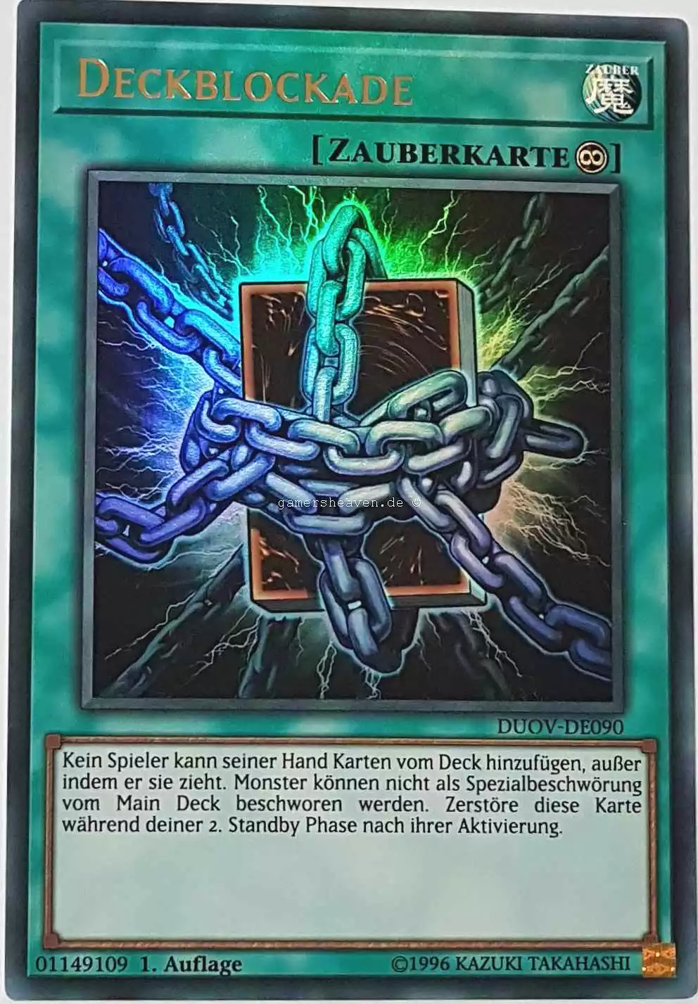 Deckblockade DUOV-DE090 ist in Ultra Rare Yu-Gi-Oh Karte aus Duel Overload 1.Auflage