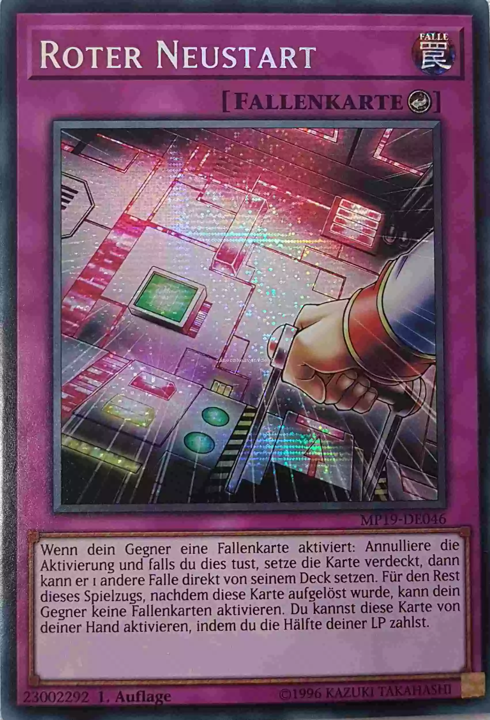 Roter Neustart MP19-DE046 ist in Prismatic Secret Rare aus Gold Sarcophagus Tin 2019 1.Auflage