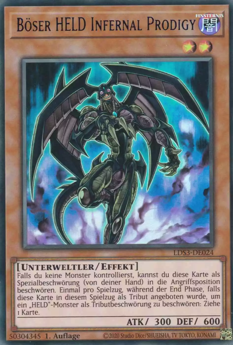Böser HELD Infernal Prodigy (blau) LDS3-DE024 ist in Colorful Ultra Rare Yu-Gi-Oh Karte aus Legendary Duelists Season 3 1.Auflage