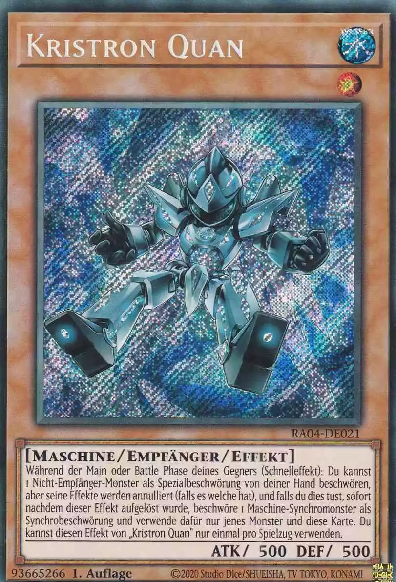 Kristron Quan RA04-DE021 ist in Secret Rare Yu-Gi-Oh Karte aus Quarter Century Stampede 1.Auflage