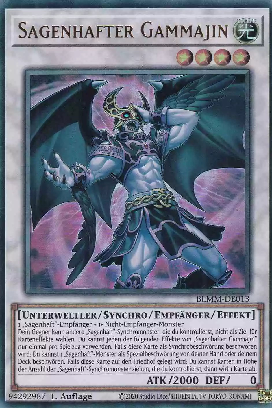 Sagenhafter Gammajin Ultra Rare BLMM-DE013 Yugioh Karte Sagenhafter Gammajin BLMM-DE013 ist in Ultra Rare Yu-Gi-Oh Karte aus Battles of Legend Monster Mayhem 1.Auflage