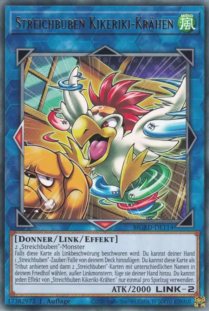 Streichbuben Kikeriki-Krähen MGED-DE114 ist in Rare Yu-Gi-Oh Karte aus Maximum Gold El Dorado 1.Auflage