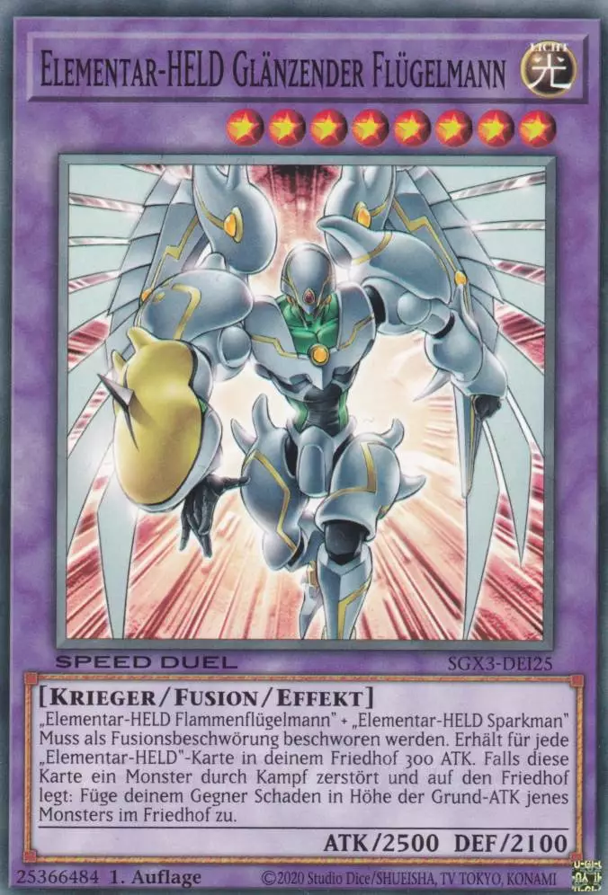 Elementar-HELD Glänzender Flügelmann SGX3-DEI25 ist in Common Yu-Gi-Oh Karte aus Speed Duel GX: Duelists of Shadows 1.Auflage