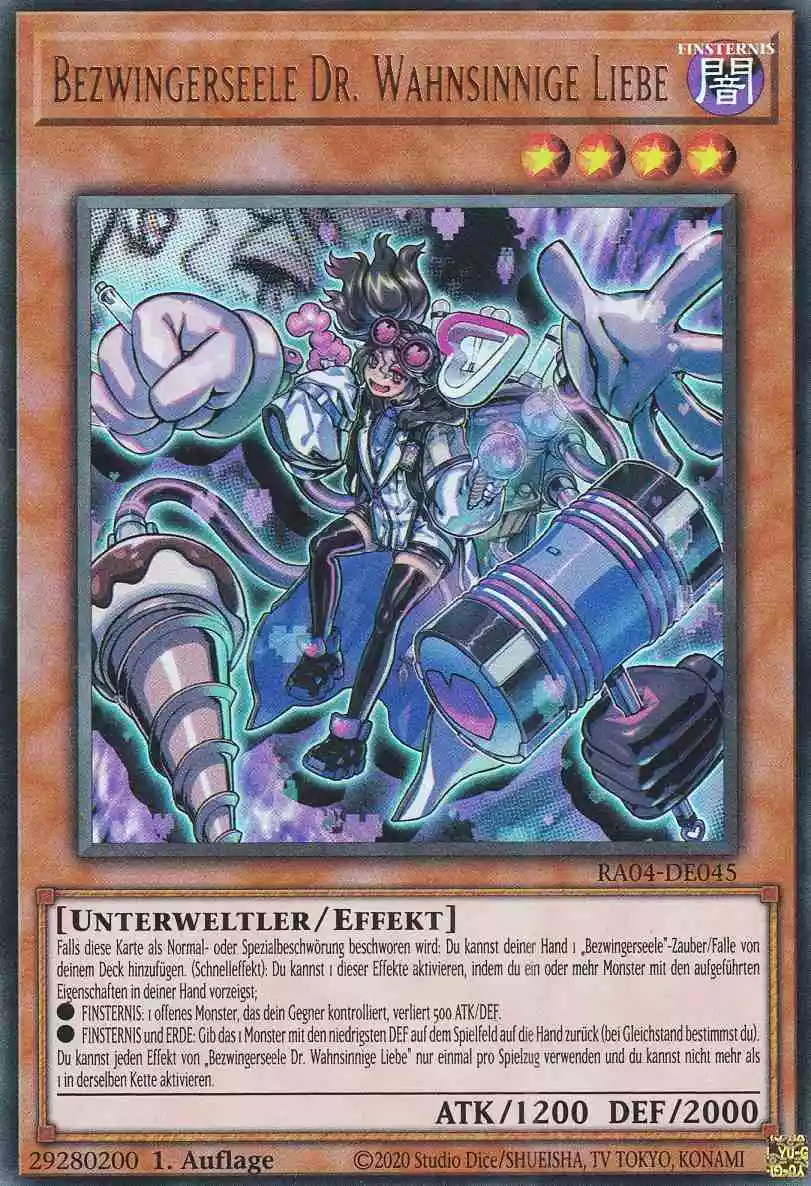 Bezwingerseele Dr. Wahnsinnige Liebe Ultra Rare RA04-DE045 Yugioh Karte Bezwingerseele Dr. Wahnsinnige Liebe RA04-DE045 ist in Ultra Rare Yu-Gi-Oh Karte aus Quarter Century Stampede 1.Auflage