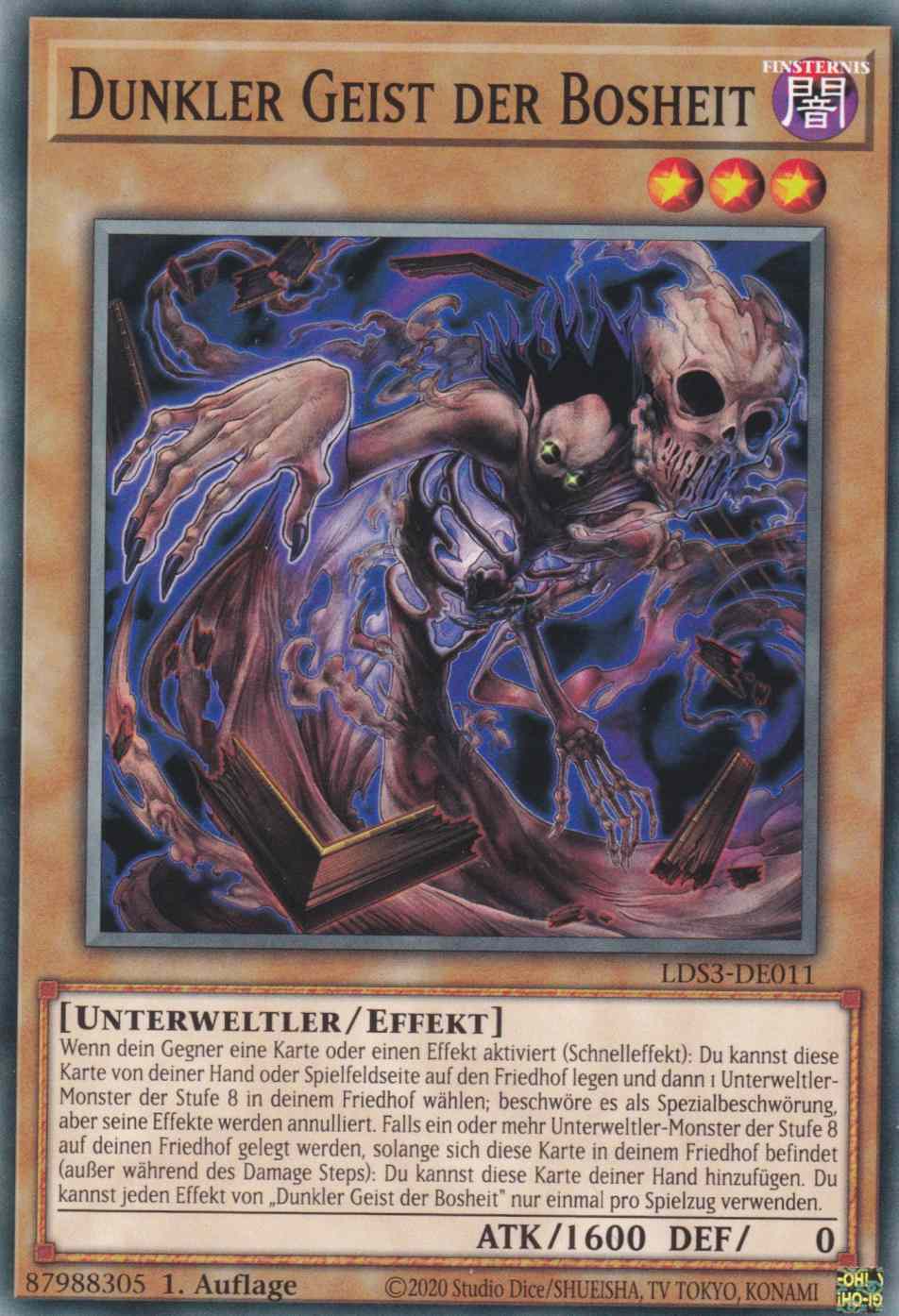 Dunkler Geist der Bosheit LDS3-DE011 ist in Common Yu-Gi-Oh Karte aus Legendary Duelists Season 3 1.Auflage