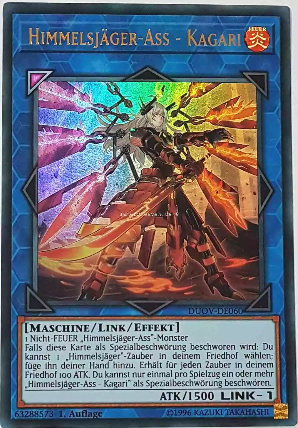 Himmelsjäger-Ass - Kagari DUOV-DE060 ist in Ultra Rare Yu-Gi-Oh Karte aus Duel Overload 1.Auflage