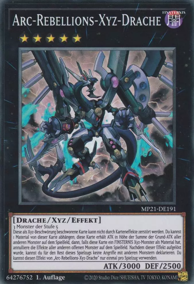 Arc-Rebellions-Xyz-Drache MP21-DE191 ist in Super Rare Yu-Gi-Oh Karte aus Tin of Ancient Battles 1.Auflage