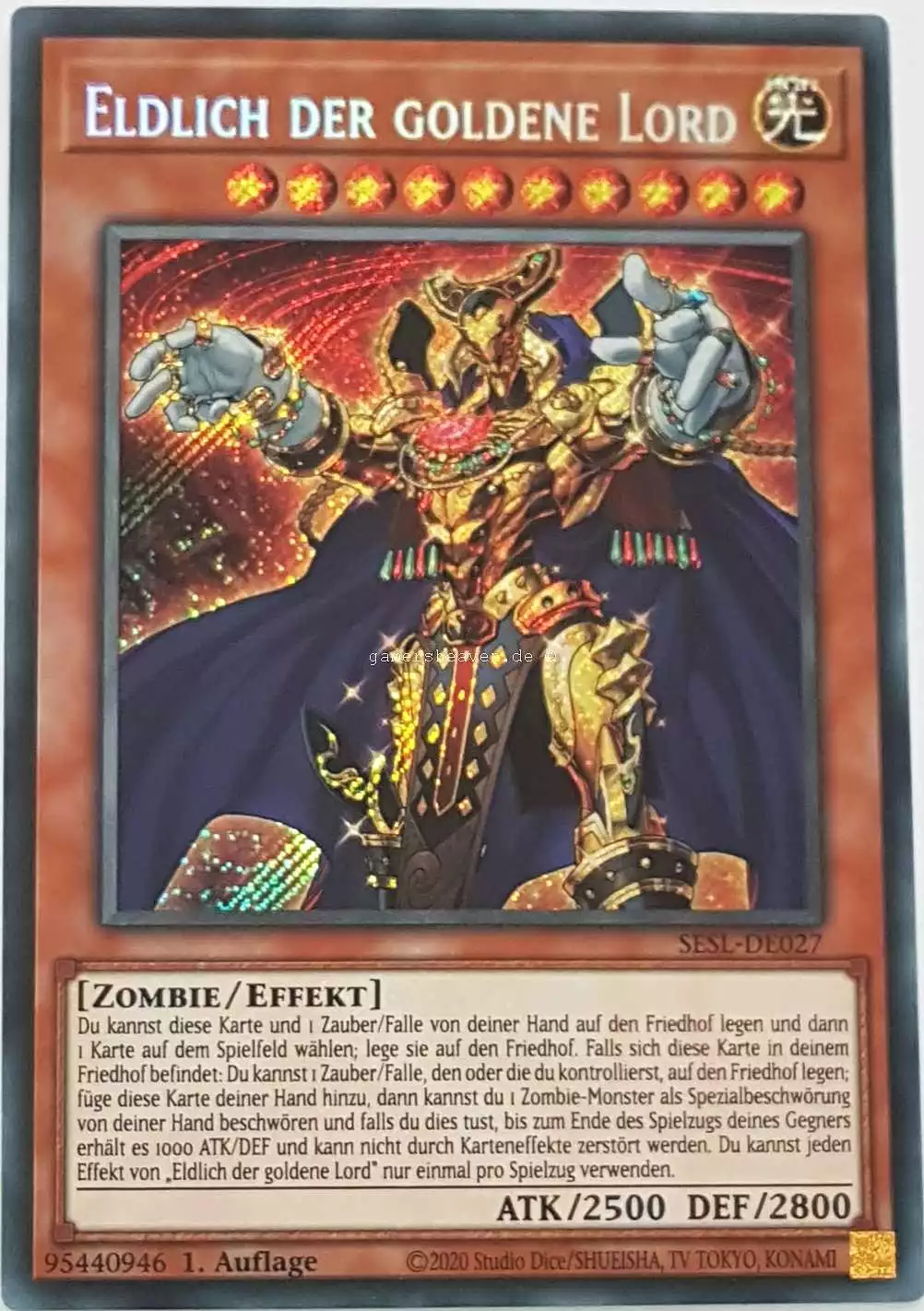 Eldlich der goldene Lord SESL-DE027 ist in Secret Rare Yu-Gi-Oh Karte aus Secret Slayers 1.Auflage