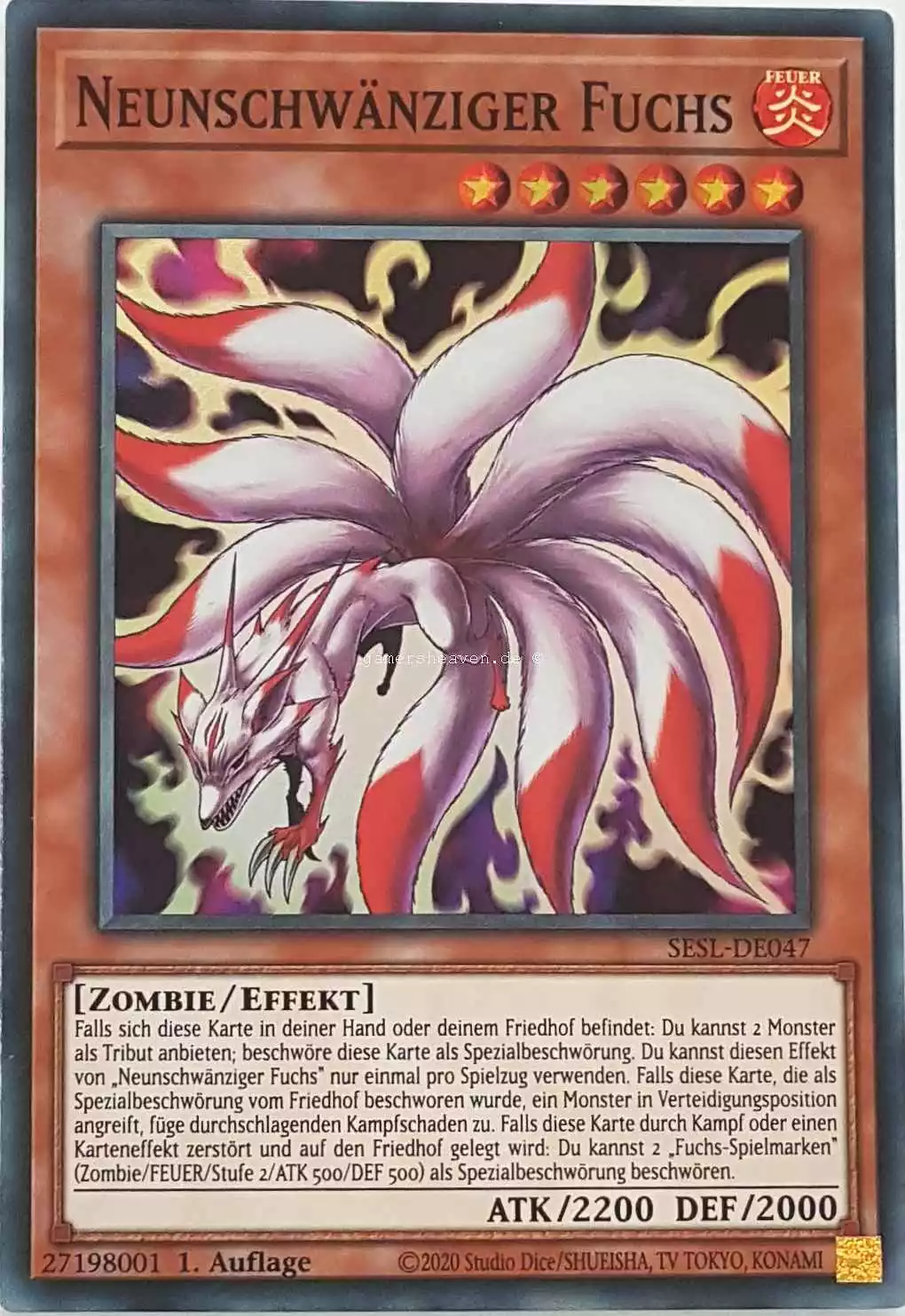 Neunschwänziger Fuchs SESL-DE047 ist in Super Rare Yu-Gi-Oh Karte aus Secret Slayers 1.Auflage