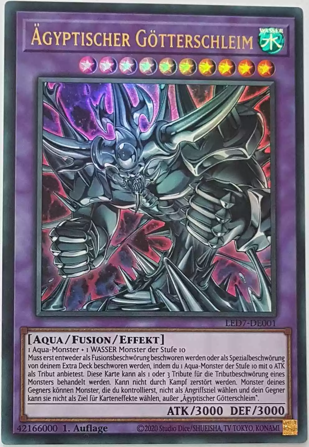 Ägyptischer Götterschleim LED7-DE001 ist in Ultra Rare Yu-Gi-Oh Karte aus Legendary Duelists Rage of Ra 1.Auflage