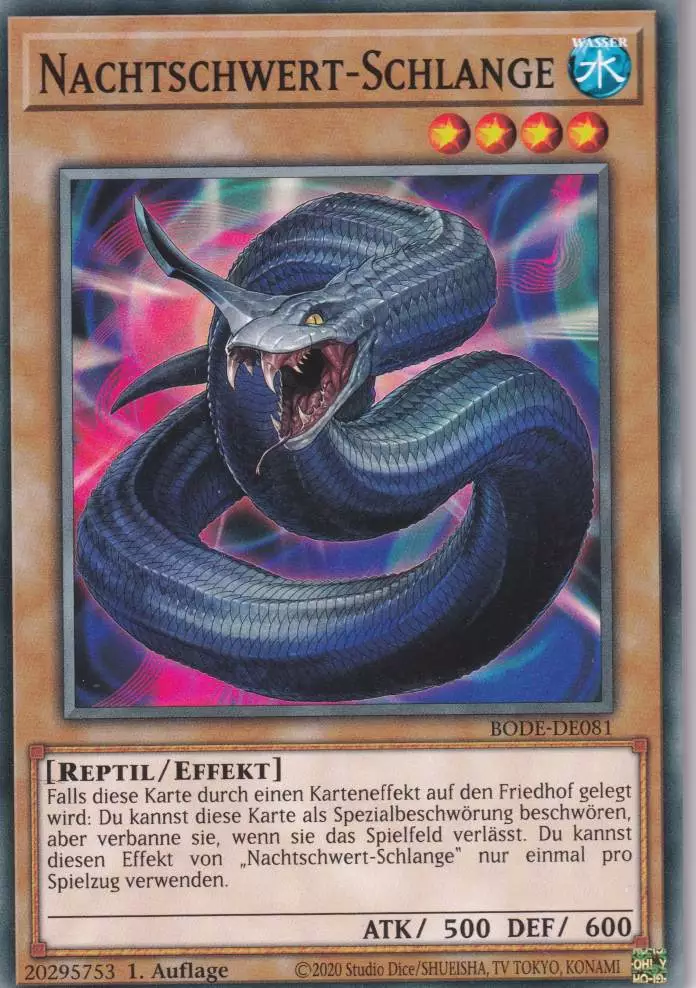 Nachtschwert-Schlange BODE-DE081 ist in Common Yu-Gi-Oh Karte aus Burst of Destiny 1.Auflage