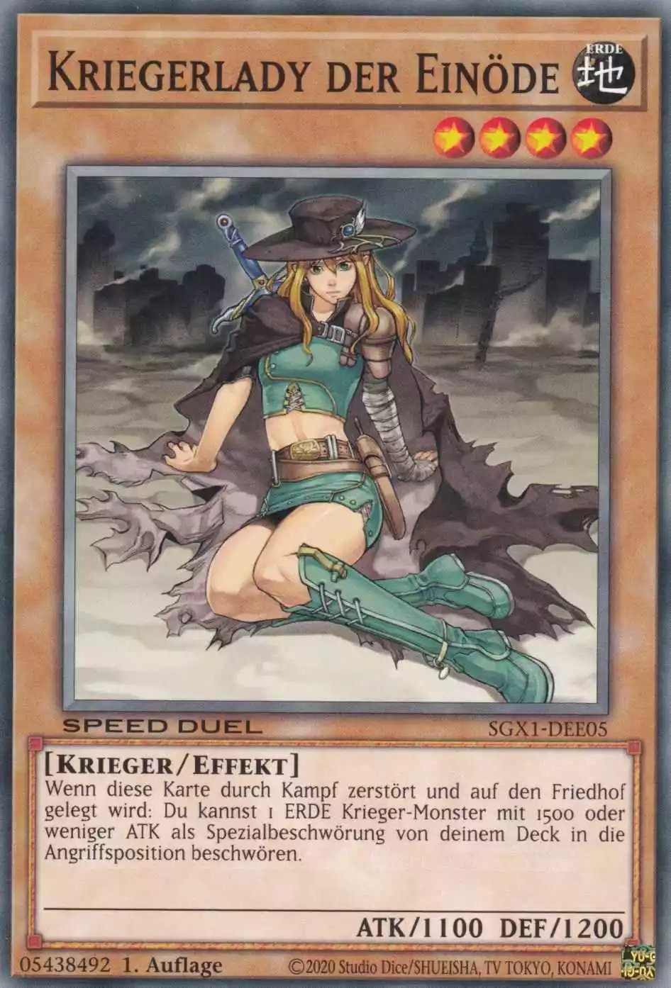 Kriegerlady der Einöde SGX1-DEE05 ist in Common Yu-Gi-Oh Karte aus Speed Duel GX Duel Academy Box 1.Auflage