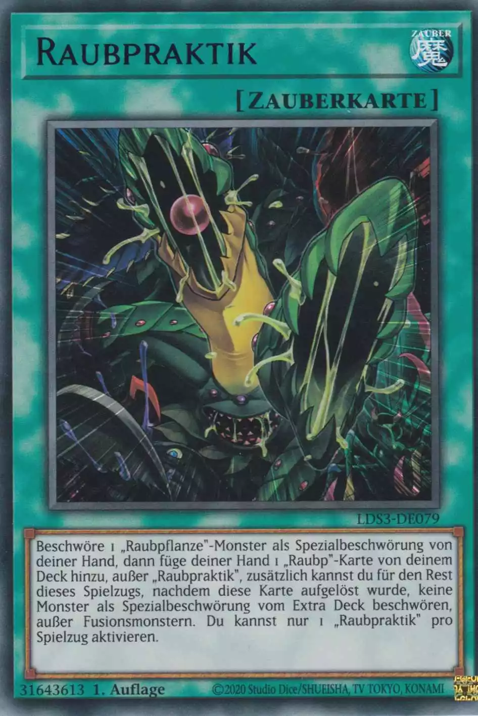 Raubpraktik (blau) LDS3-DE079 ist in Colorful Ultra Rare Yu-Gi-Oh Karte aus Legendary Duelists Season 3 1.Auflage