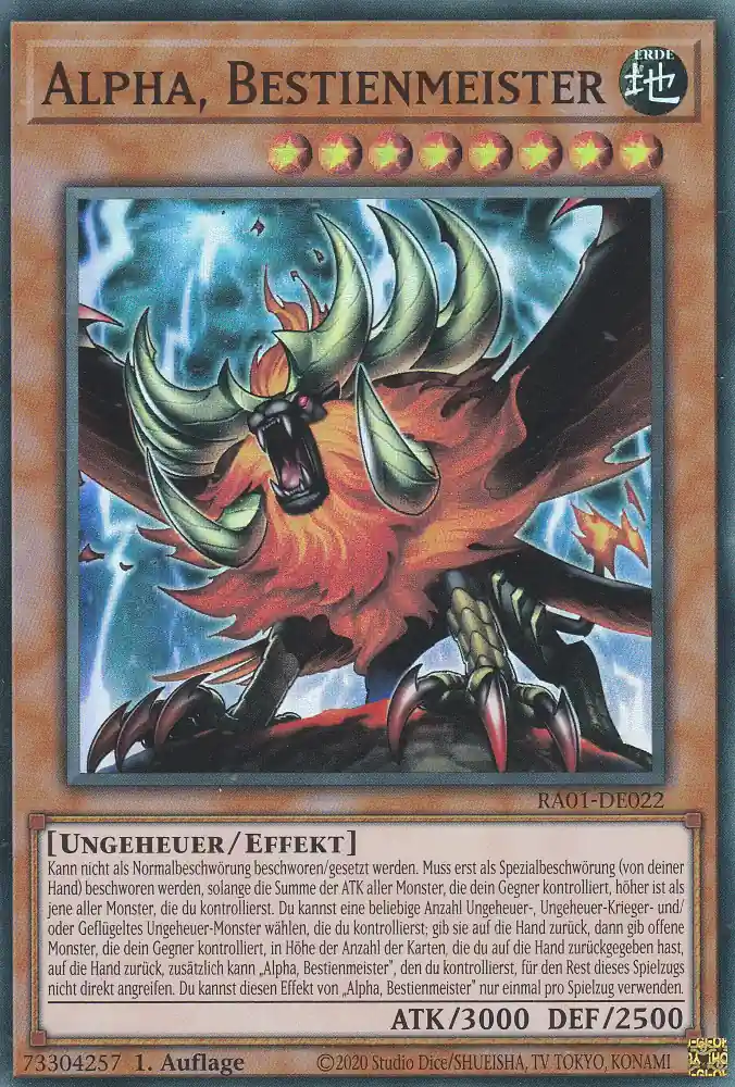 Alpha, Bestienmeister RA01-DE022 ist in Super Rare Yu-Gi-Oh Karte aus 25th Anniversary Rarity Collection 1.Auflage