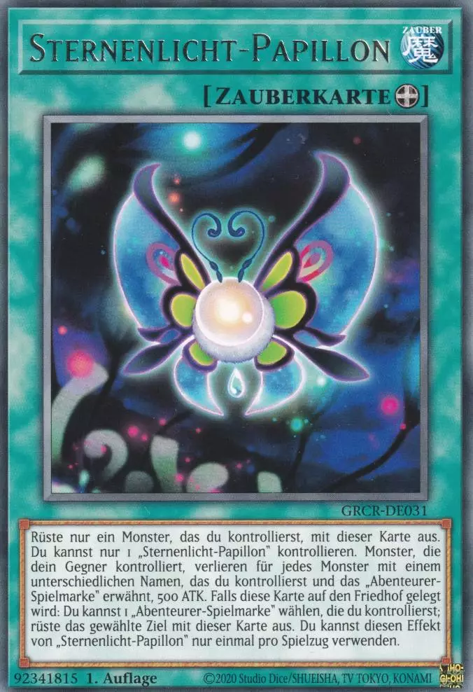 Sternenlicht-Papillon GRCR-DE031 ist in Rare Yu-Gi-Oh Karte aus The Grand Creators 1.Auflage