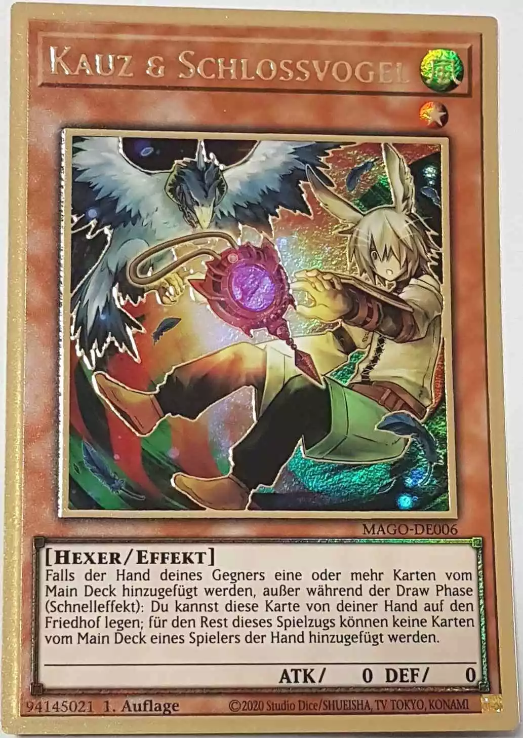 Kauz & Schlossvogel (alternativ art) MAGO-DE006 ist in Premium Gold Rare Yu-Gi-Oh Karte aus Maximum Gold 1. Auflage