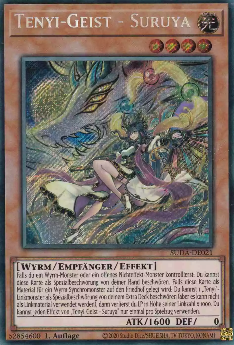 Tenyi-Geist - Suruya SUDA-DE021 ist in Secret Rare Yu-Gi-Oh Karte aus Supreme Darkness 1.Auflage