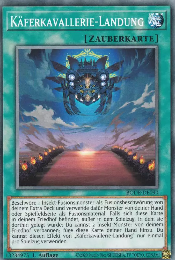 Käferkavallerie-Landung BODE-DE090 ist in Common Yu-Gi-Oh Karte aus Burst of Destiny 1.Auflage