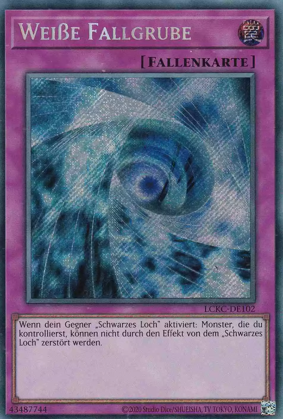 Weiße Fallgrube LCKC-DE102 ist in Secret Rare Yu-Gi-Oh Karte aus Legendary Collection Kaiba unlimitiert