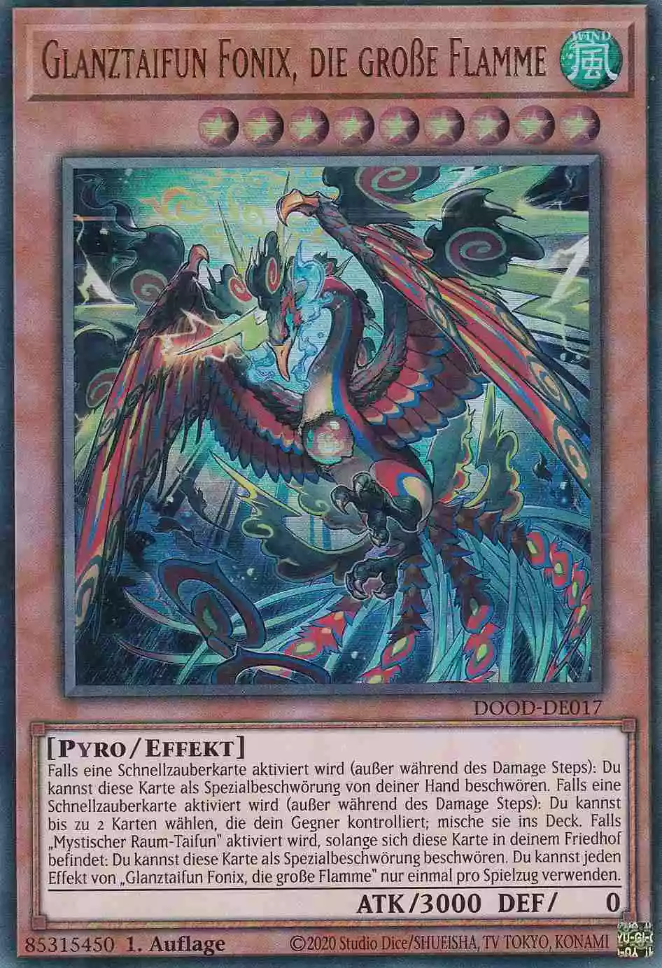 Glanztaifun Fonix, die große Flamme Ultra Rare DOOD-DE017 Yugioh Karte Glanztaifun Fonix, die große Flamme DOOD-DE017 ist in Ultra Rare Yu-Gi-Oh Karte aus Doom of Dimensions 1.Auflage