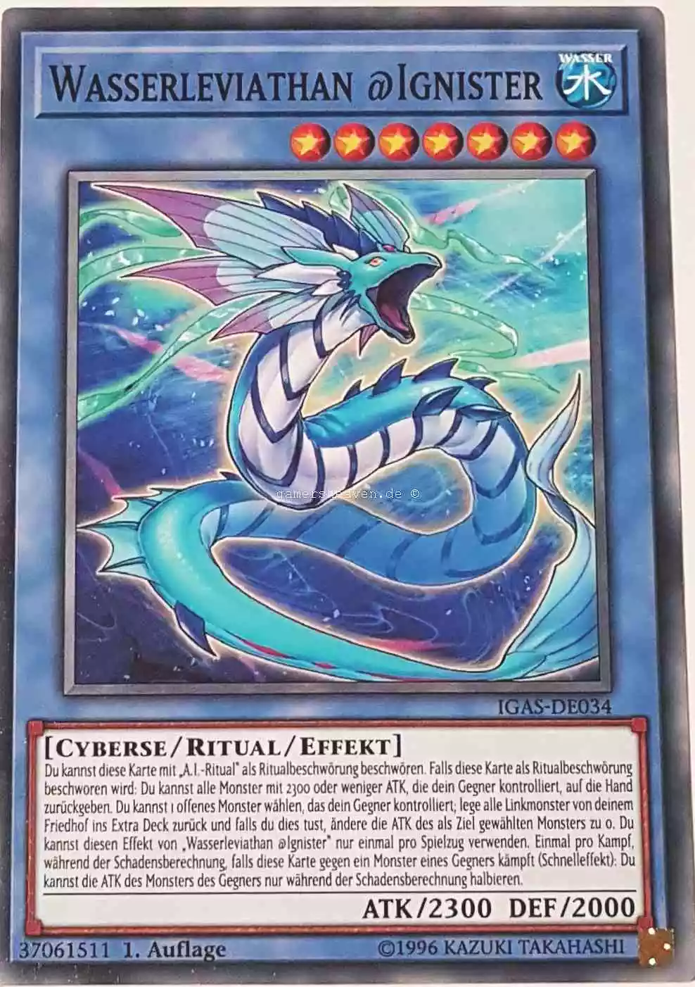 Wasserleviathan @Ignister IGAS-DE034 ist in Common Yu-Gi-Oh Karte aus Ignition Assault 1.Auflage