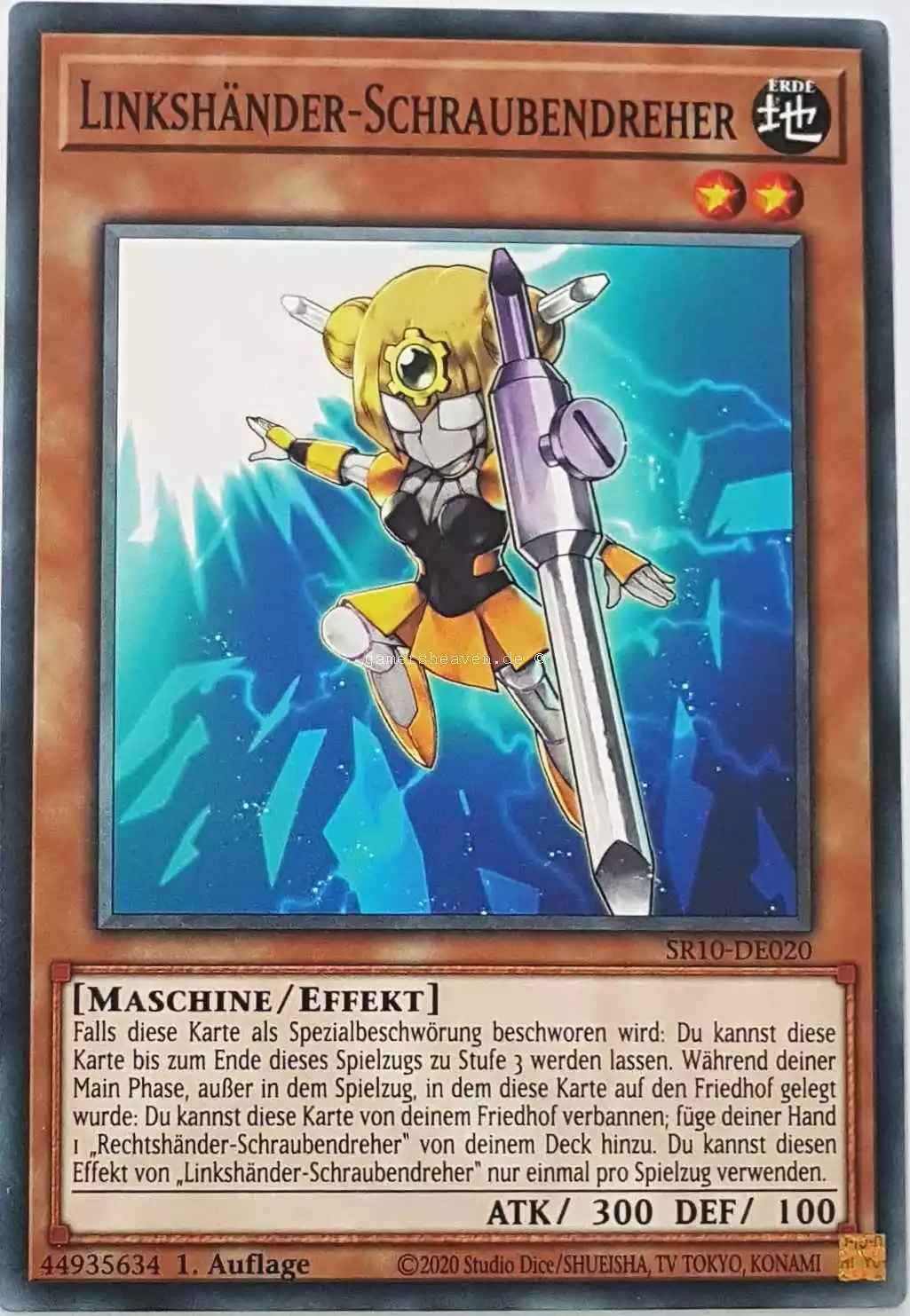 sr10-de020-linkshaender-schraubendreher-common Linkshänder-Schraubendreher SR10-DE020 ist in Common Yu-Gi-Oh Karte aus Structure Deck: Mechanized Madness 1.Auflage