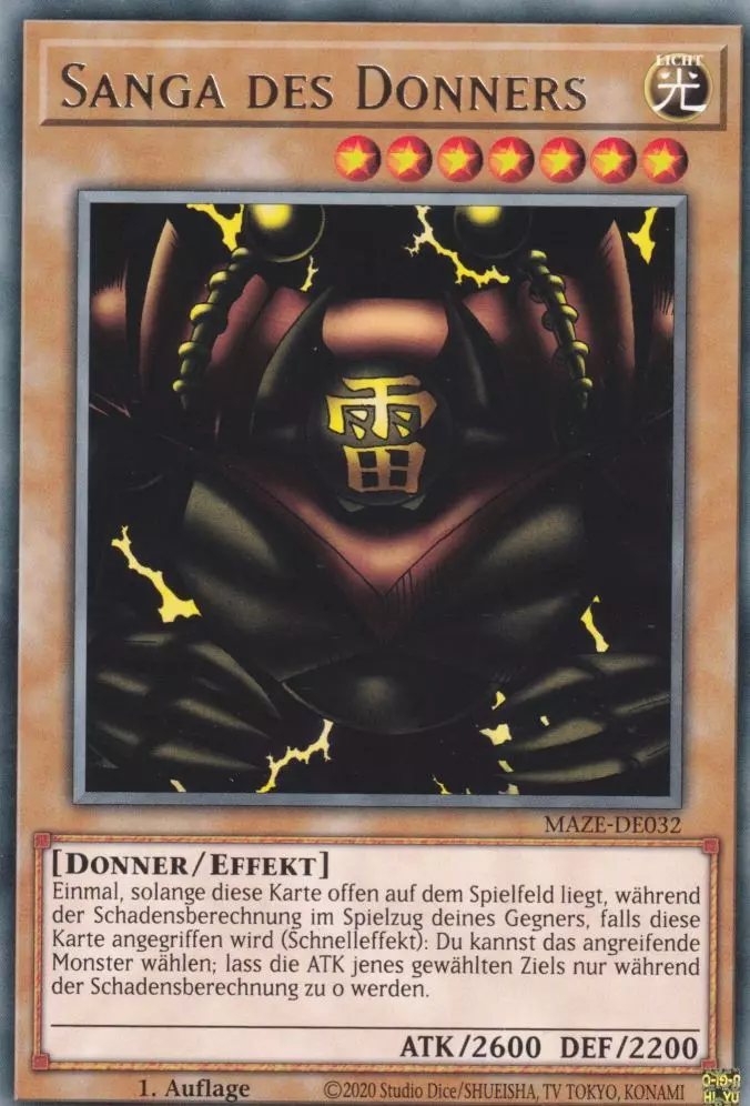 Sanga des Donners MAZE-DE032 ist in Rare Yu-Gi-Oh Karte aus Maze of Memories 1.Auflage