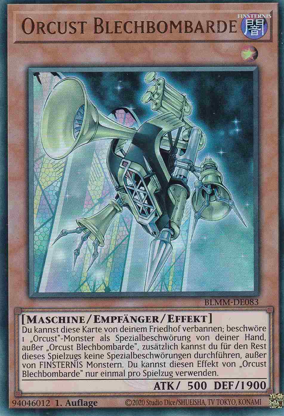 Orcust Blechbombarde BLMM-DE083 ist in Ultra Rare Yu-Gi-Oh Karte aus Battles of Legend Monster Mayhem 1.Auflage