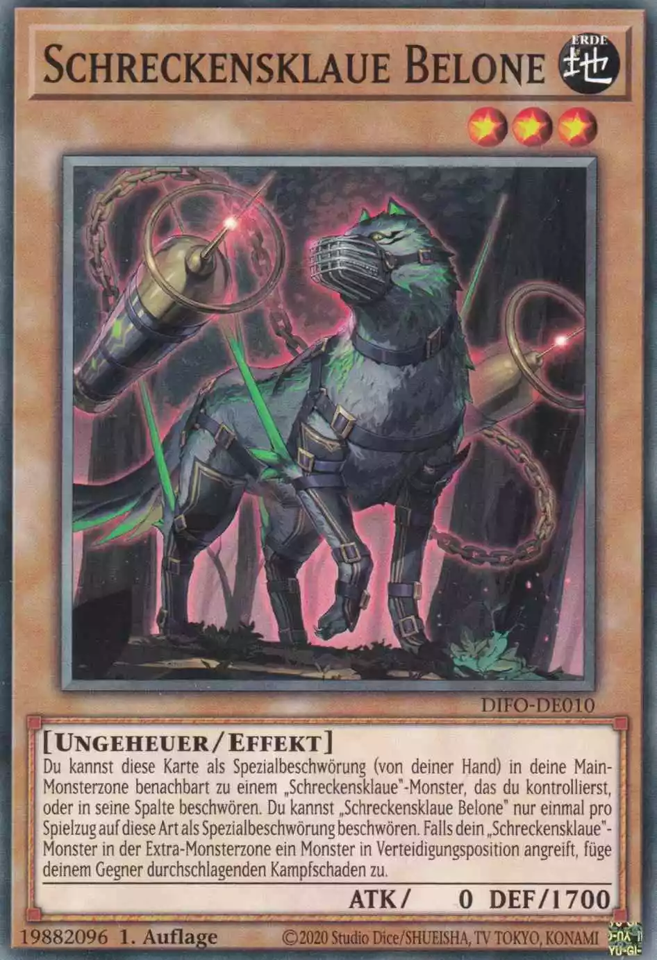 Schreckensklaue Belone DIFO-DE010 ist in Common Yu-Gi-Oh Karte aus Dimension Force 1.Auflage