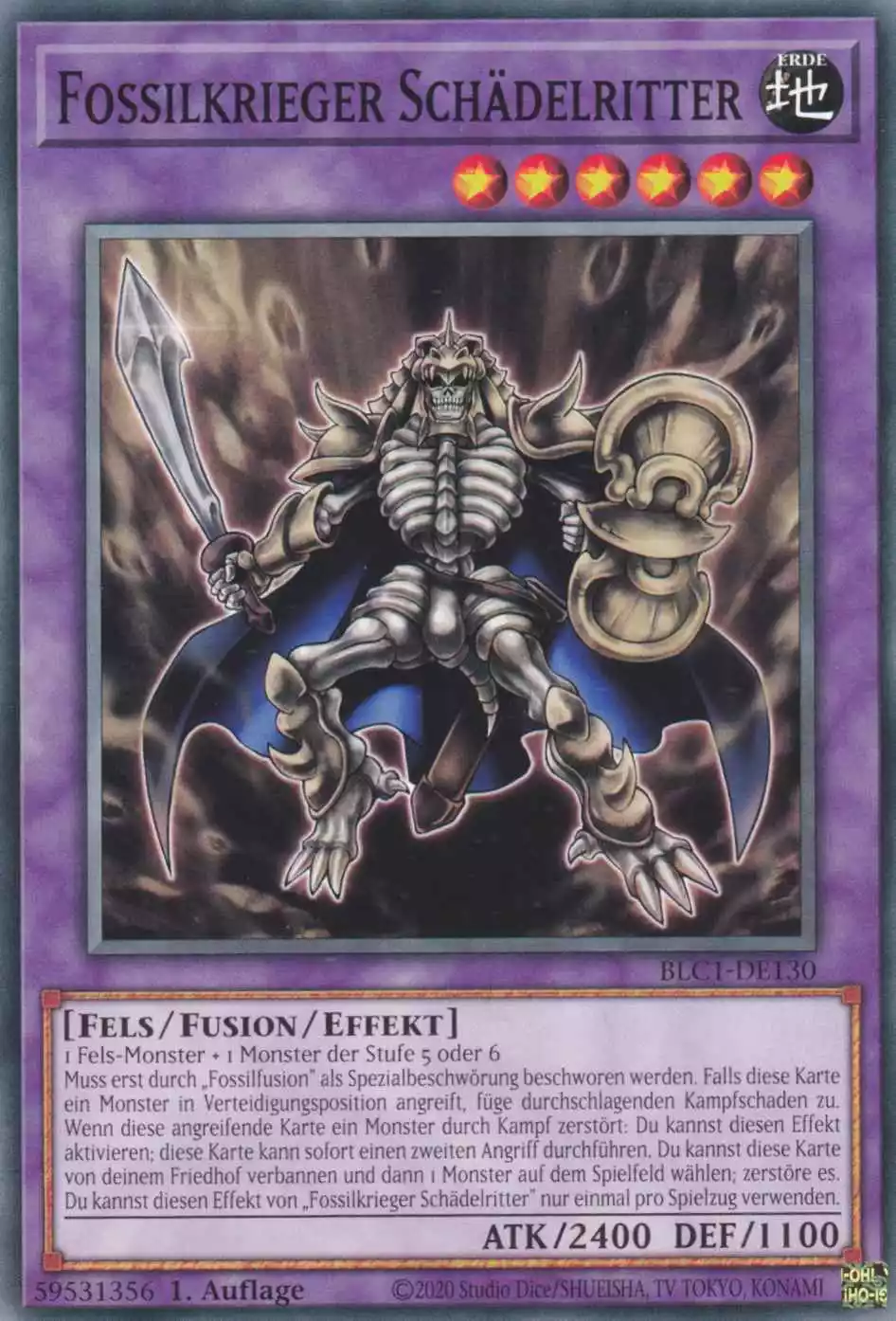 Fossilkrieger Schädelritter BLC1-DE130 ist in Common Yu-Gi-Oh Karte aus Battles of Legend Chapter 1 1.Auflage