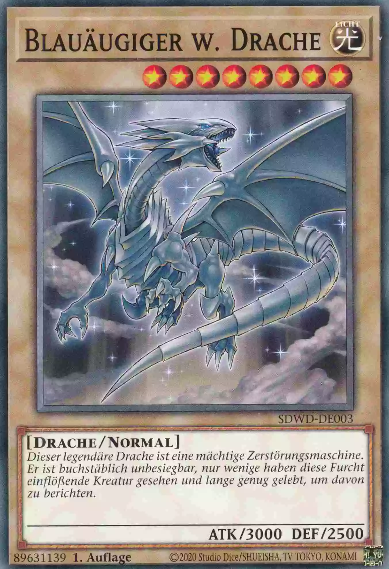 Blauäugiger w. Drache V.3 SDWD-DE003 ist in Common Yu-Gi-Oh Karte aus Blue-Eyes White Destiny 1.Auflage