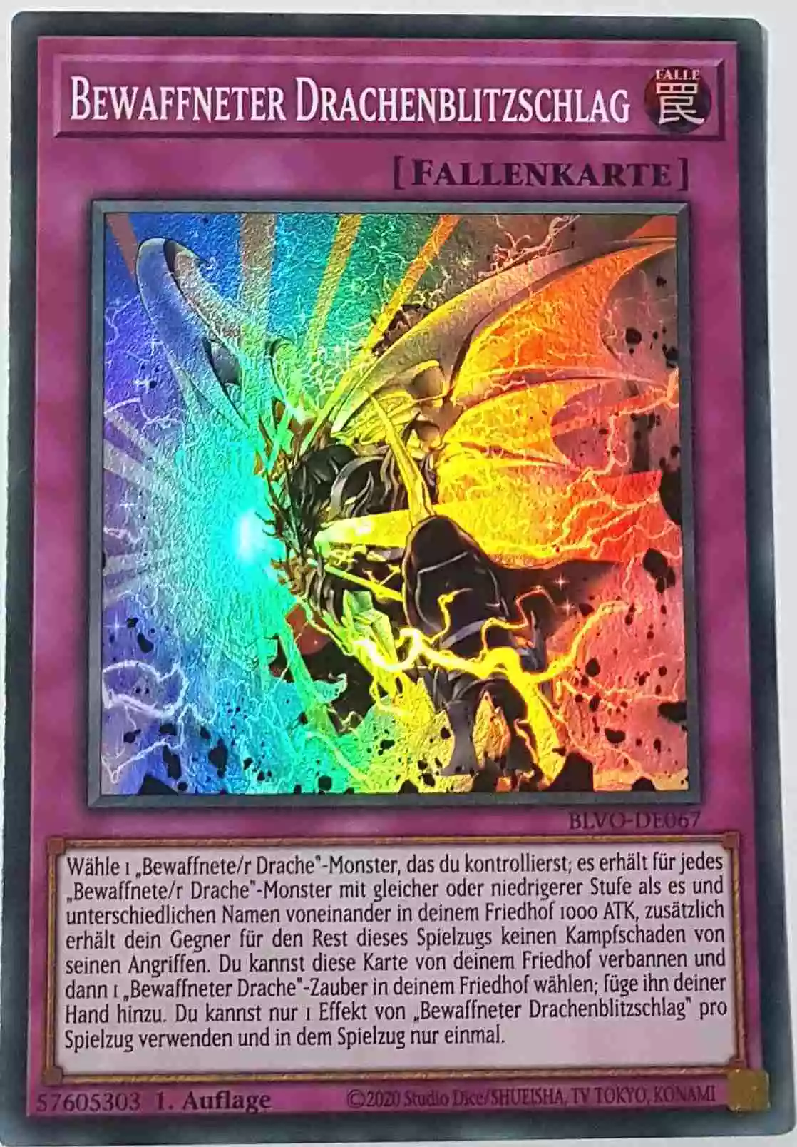 Bewaffneter Drachenblitzschlag BLVO-DE067 ist in Super Rare Yu-Gi-Oh Karte aus Blazing Vortex 1.Auflage