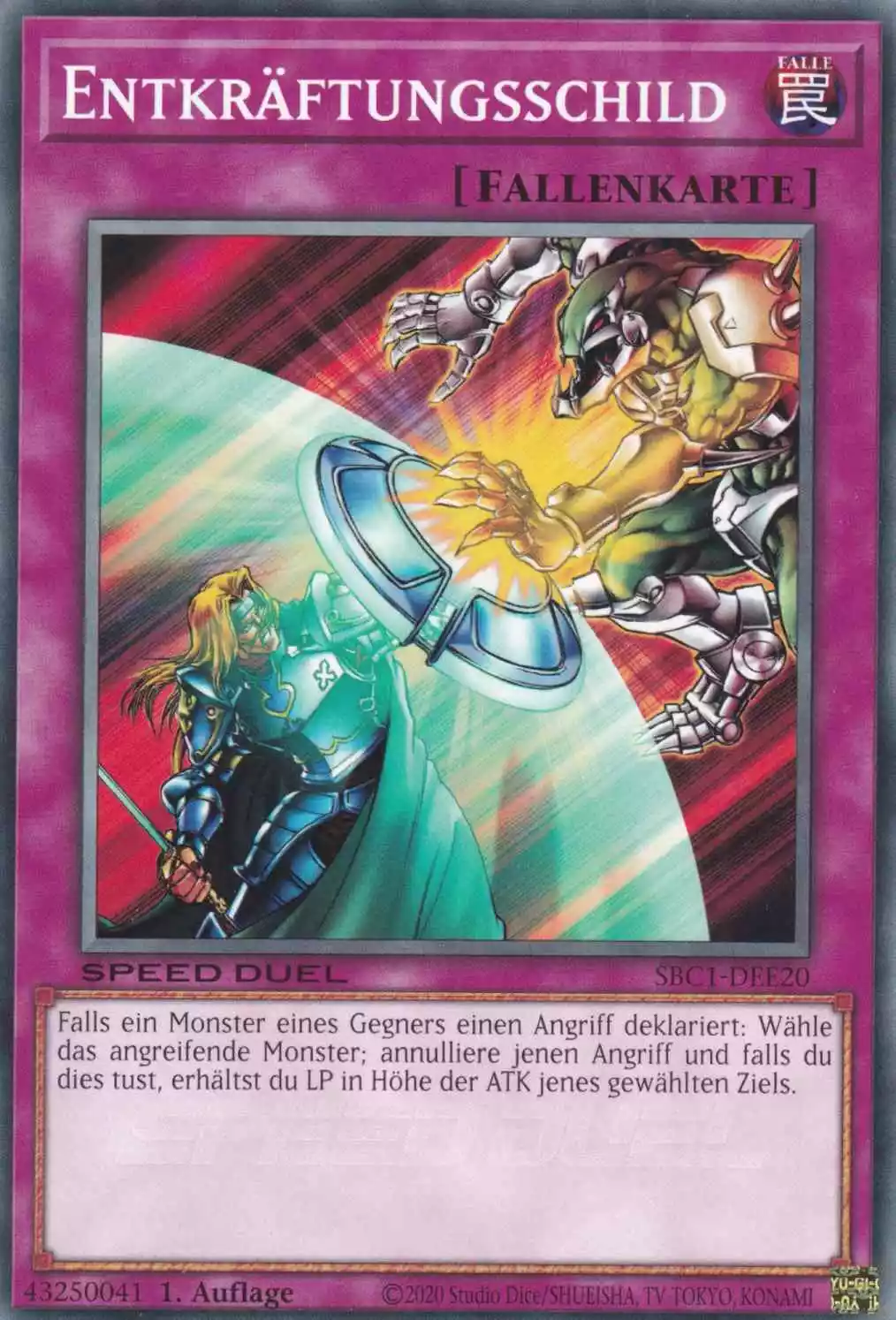 Entkräftungsschild SBC1-DEE20 ist in Common Yu-Gi-Oh Karte aus Streets of Battle City 1.Auflage