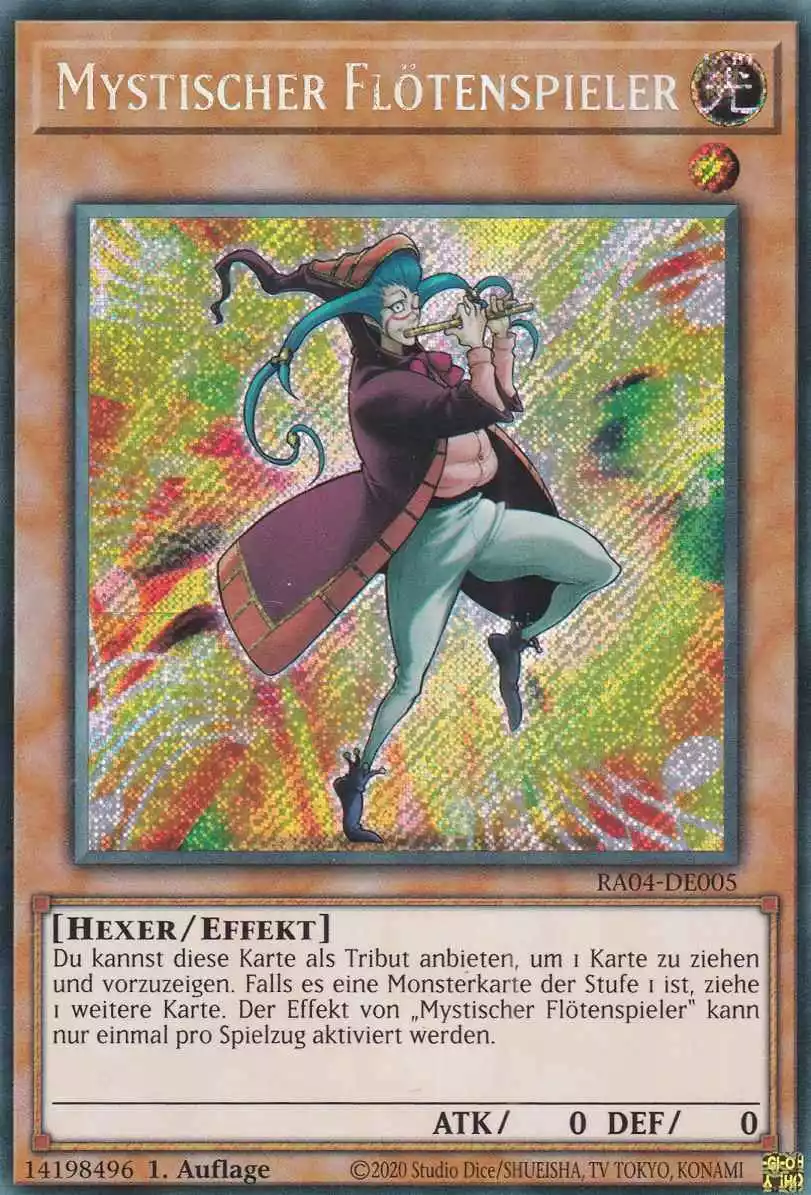 Mystischer Flötenspieler RA04-DE005 ist in Secret Rare Yu-Gi-Oh Karte aus Quarter Century Stampede 1.Auflage