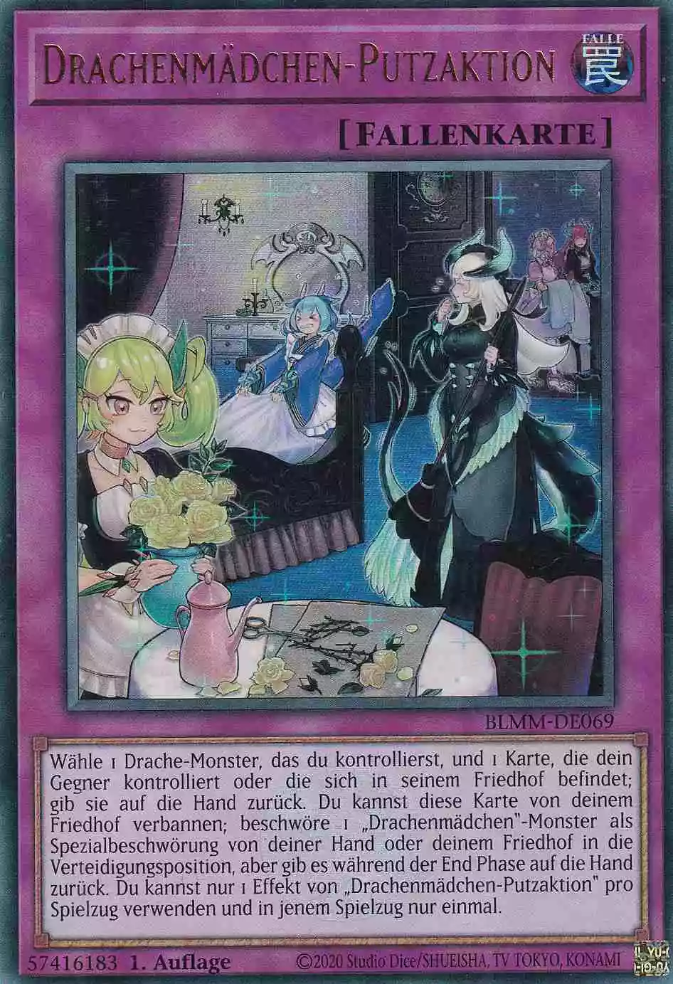 Drachenmädchen-Putzaktion Ultra Rare BLMM-DE069 Yugioh Karte Drachenmädchen-Putzaktion BLMM-DE069 ist in Ultra Rare Yu-Gi-Oh Karte aus Battles of Legend Monster Mayhem 1.Auflage