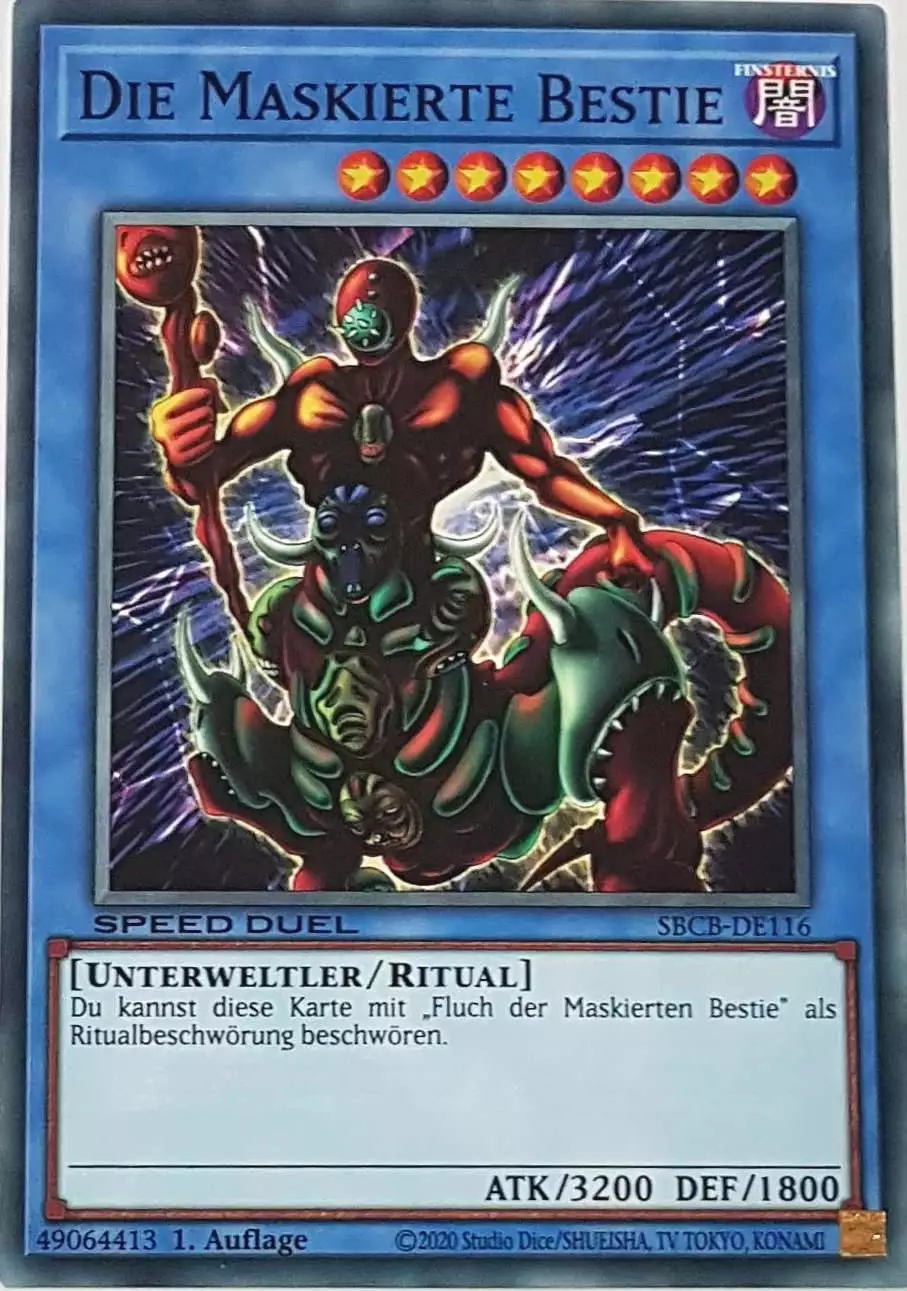 Die Maskierte Bestie SBCB-DE116 ist in Common Yu-Gi-Oh Karte aus Speed Duel Battle City Box 1. Auflage