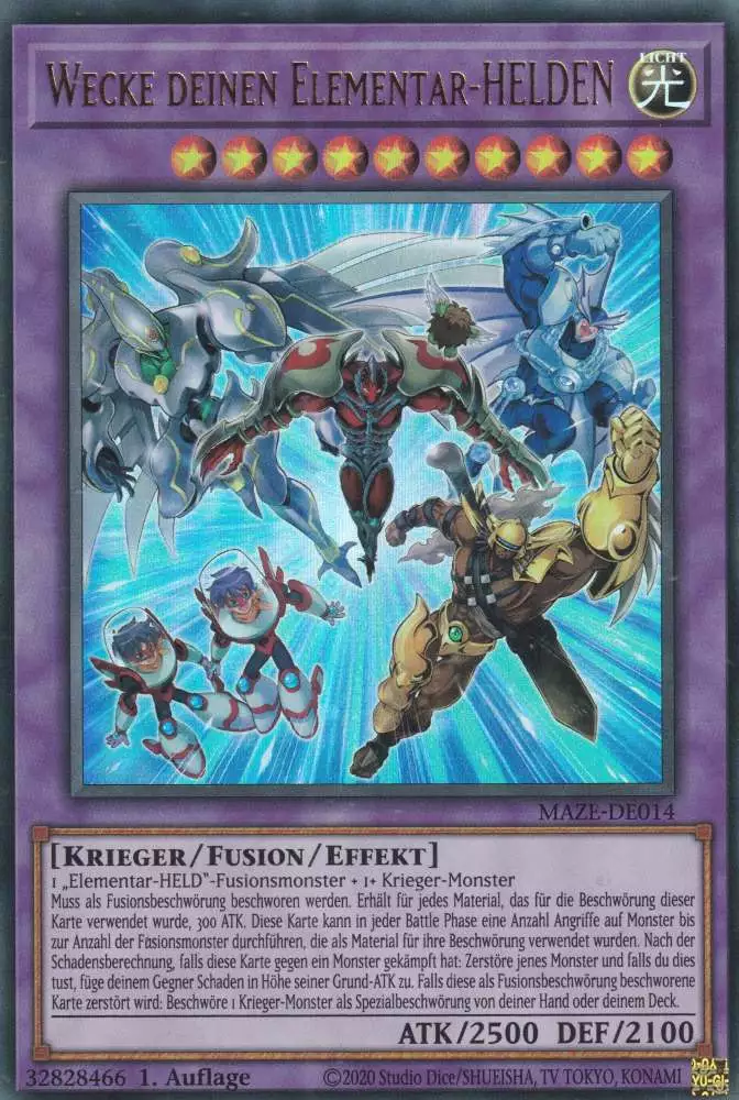 Wecke deinen Elementar-HELDEN MAZE-DE014 ist in Ultra Rare Yu-Gi-Oh Karte aus Maze of Memories 1.Auflage