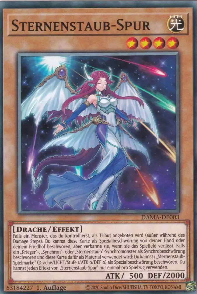 Sternenstaub-Spur DAMA-DE003 ist in Common Yu-Gi-Oh Karte aus Dawn of Majesty 1.Auflage