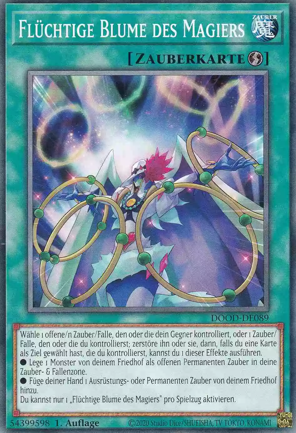 Flüchtige Blume des Magiers DOOD-DE089 ist in Common Yu-Gi-Oh Karte aus Doom of Dimensions 1.Auflage