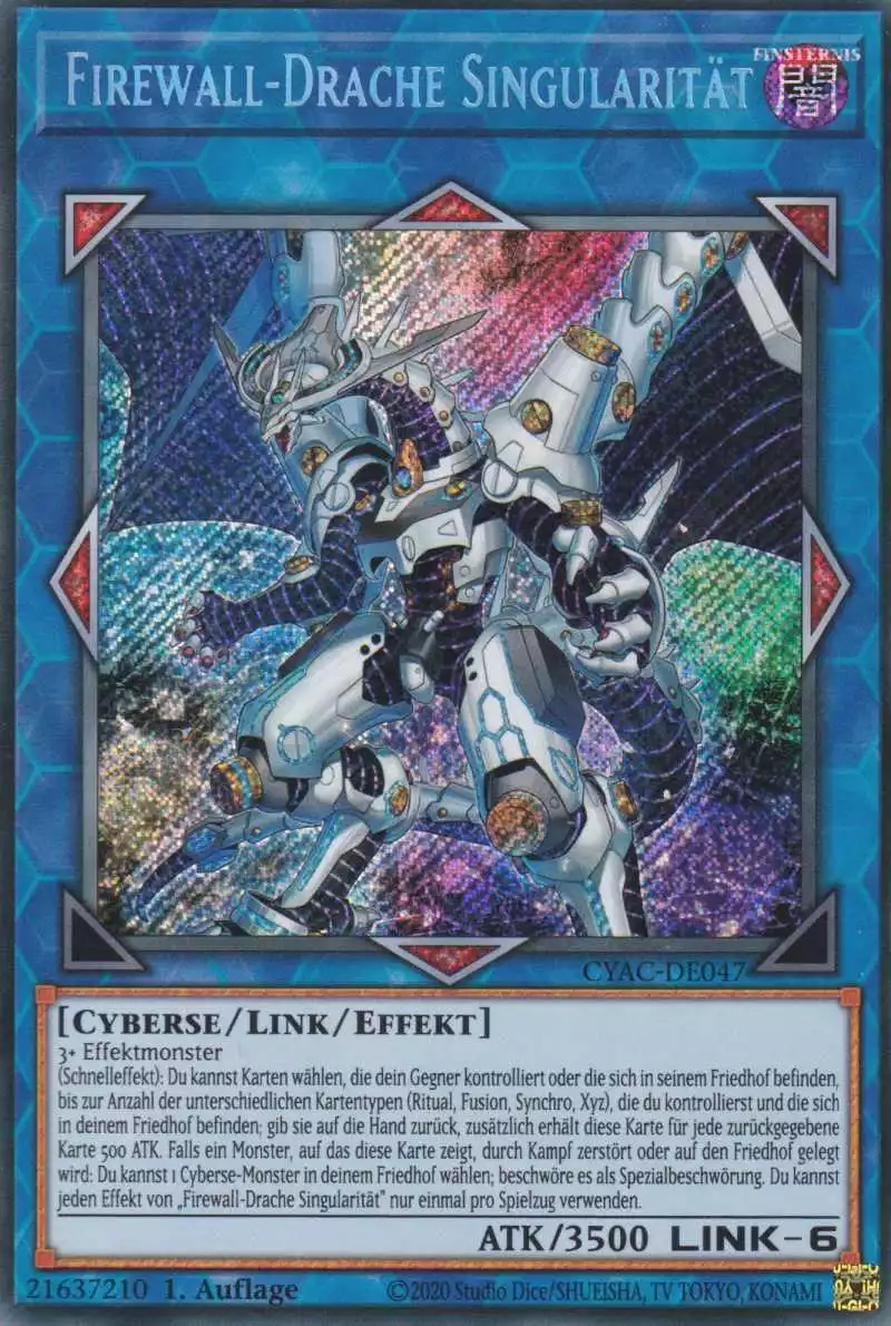 Firewall-Drache Singularität CYAC-DE047 ist in Secret Rare Yu-Gi-Oh Karte aus Cyberstorm Access 1.Auflage